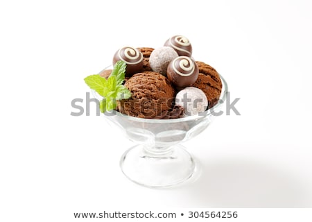Stockfoto: Ice Cream Coupes With Chocolate Truffles And Pralines