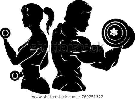 Stock photo: Female Fitness Woman Flexing Arm Illustration