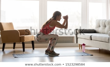 Stock fotó: Beautiful Fitness Model Workout Squat