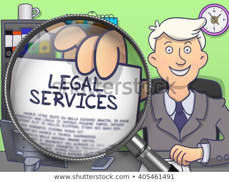 Foto stock: Legal Support Through Magnifier Doodle Concept