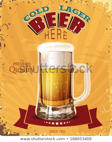 Stock foto: Oktoberfest Party Poster Illustration With Fresh Lager Beer Pretzel Sausage And Wheat On German Na