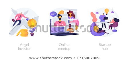 Stockfoto: Online Meetup Concept Vector Illustration