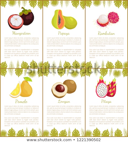 Foto stock: Pomelo And Pitaya Posters Set Vector Illustration