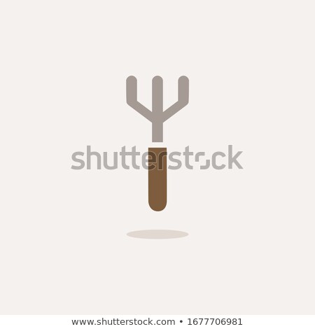 Stockfoto: Gardening Rake Color Icon With Shadow Tool Vector Illustration