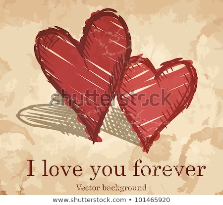 Stock photo: Old Paper In Grunge Style Abstract Background With Hearts And C