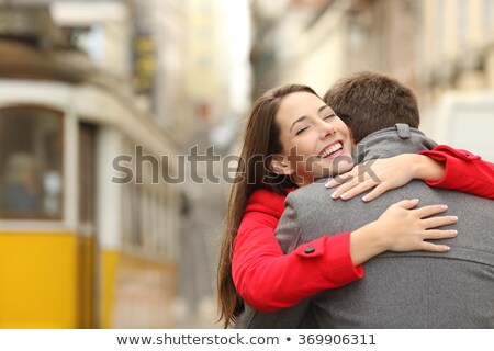 Foto d'archivio: Attractive Couple Hugging In Romantic Scenery