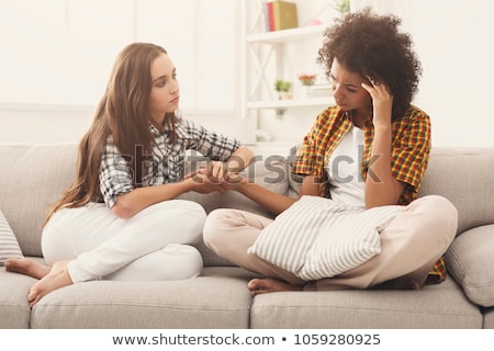Foto stock: Comforting Friend Woman Consoling Her Sad Friend