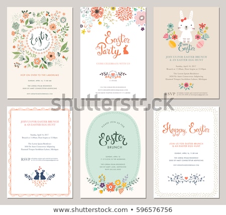 Stok fotoğraf: Easter Background With Lettering And Wild Flowers