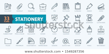 [[stock_photo]]: Icon Stationery And Brushes Of Color Set