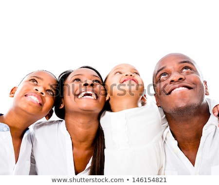 Foto stock: Hico · lindo · sonriendo · y · mirando · hacia · arriba · en · negro