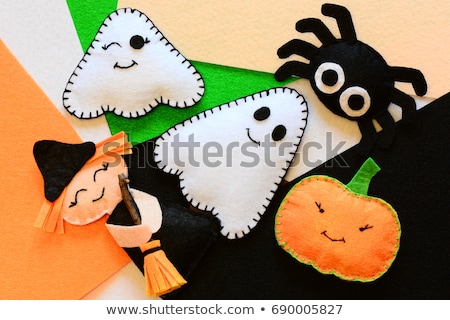 Сток-фото: Kid Greeting Card Concept Felt Doll On Colorful Background