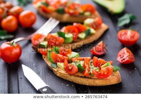 Foto stock: Bruschettas With Tomatoe And Avocado