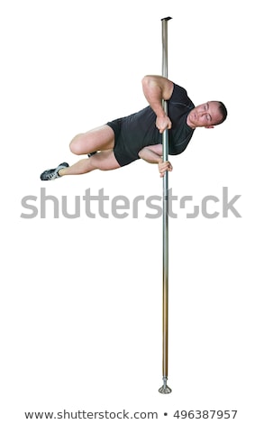 Foto stock: Young Strong Pole Dance Man Isolated