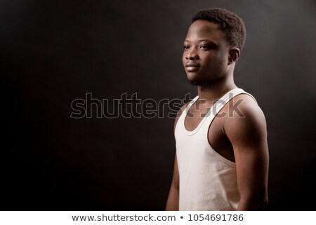 ストックフォト: Close Up Portrait Of Afro American Sports Man With Beautiful Mu