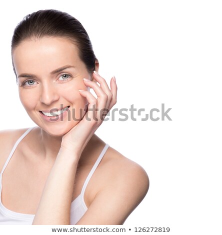 Stock photo: Closeup Shot Of Young Beauty Woman Massaging Her Face Facial Ma