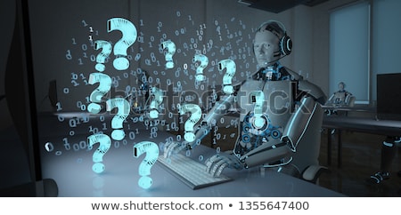 Stock photo: Humanoid Robot Call Center Question