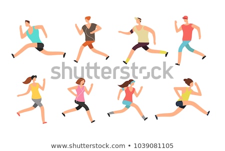 ストックフォト: Running Marathon People Run Colorful Icon Set