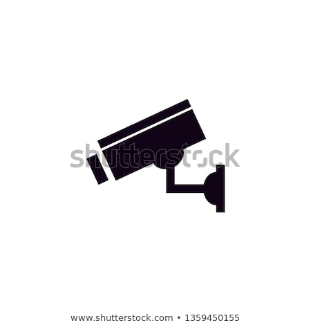 Zdjęcia stock: Black And White Surveillance Camera Cctv Warning Sign Vector