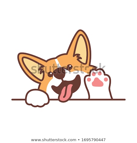 Foto stock: Cartoon Dog Animal Character Waving Paw