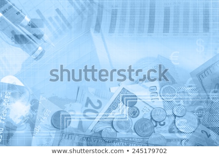 Foto d'archivio: Blue Background With City And Credit Cards