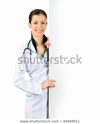Stock foto: Woman Doctor Showing Clipboard With Copy Space