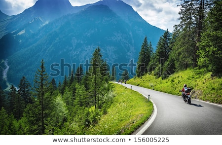 Zdjęcia stock: Motorcyclist On Mountainous Highway