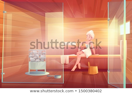 Foto stock: Sauna Heater And Girls Relaxing