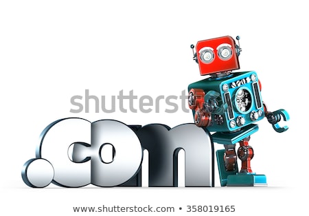 Stok fotoğraf: Retro Robot With Web Sign Isolated Contains Clipping Path