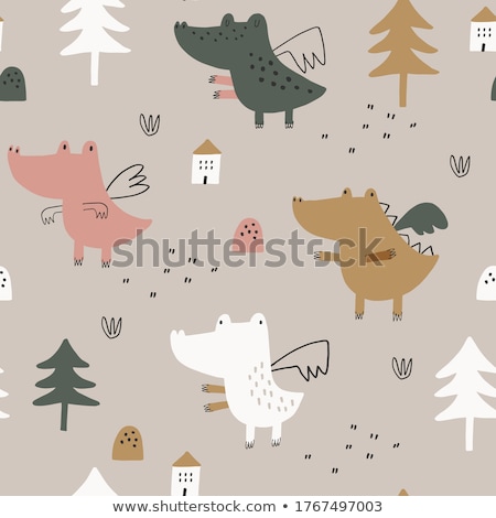 Foto stock: Paper Template With Boy And Dragon