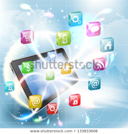 Stok fotoğraf: Tablet Pc With Bubble Speech