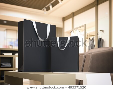 ストックフォト: Two Black Shopping Bags In Bright Boutique 3d Rendering