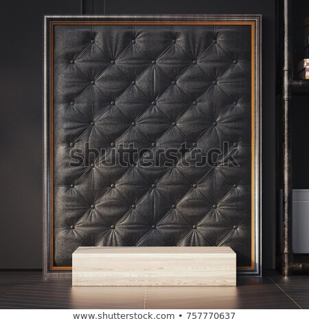 Zdjęcia stock: Wooden Podium And Black Leather Background 3d Rendering