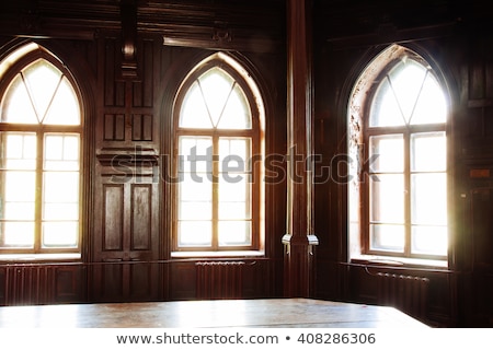 Stockfoto: Sun Rays In Abandoned Gothic Church