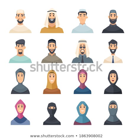 Foto stock: Vector Middle Eastern Arab People Icons Avatar