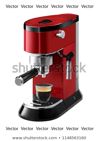 Zdjęcia stock: Grey Coffee Machine With Red Cup Vector Isolated