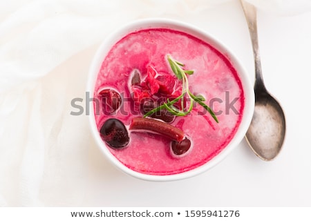 Foto stock: Beet Root European Soup Called Borscht With Parsley