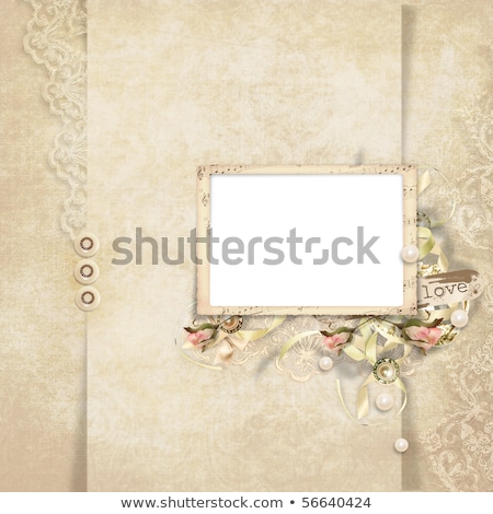 Stock foto: Vintage Album For Photo With Slide And Rose