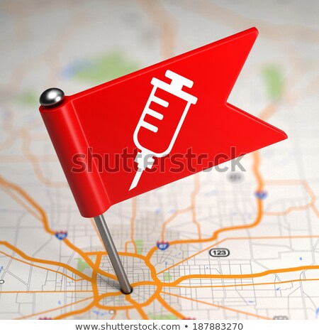 Stock photo: Syringe Icon - Small Flag On A Map Background