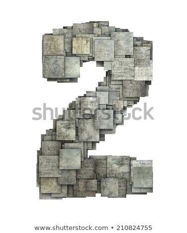 Foto stock: 3d Gray Tile Two 2 Number Fragmented On White