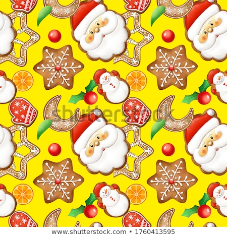 Stock fotó: Seamless Pattern Merry Christmas And New Year Holidays Card With Snowy City Vector Illustration