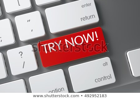 Stock photo: Red Try Now Keypad On Keyboard 3d