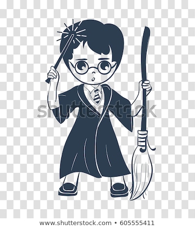 Stock photo: Silhouette Icon Of A Wizard Boy