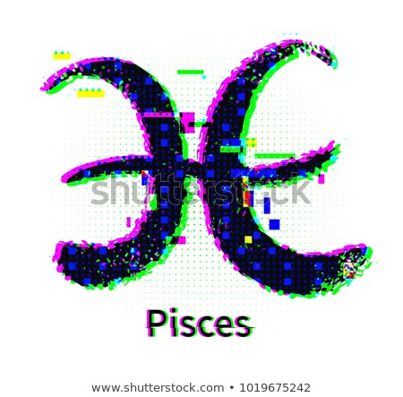 Foto stock: Pisces Zodiac Sign With Grunge And Glitch Effect