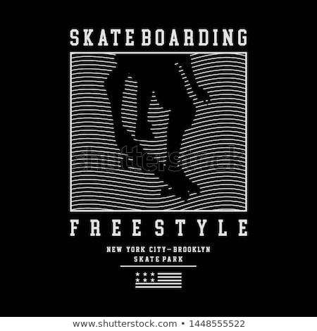 Stok fotoğraf: Skateboarding T Shirt Typography Print Emblem Graphic Design