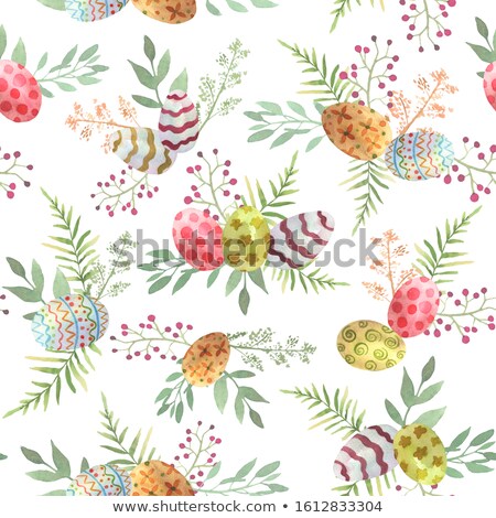 Stok fotoğraf: Easter Seamless Pattern With Golden Eggs