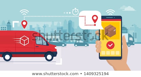 Сток-фото: Parcel Location Phone Tracking Postal Transportation Company Icon Vector Illustration