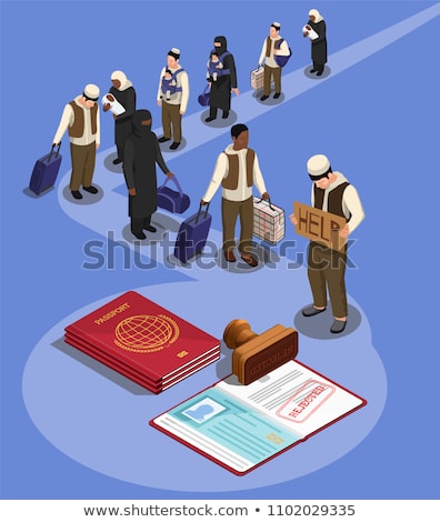 Foto stock: Immigration Refugee Isometric Icons Set Vector