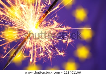 Foto stock: Eu Flag And Sparkler