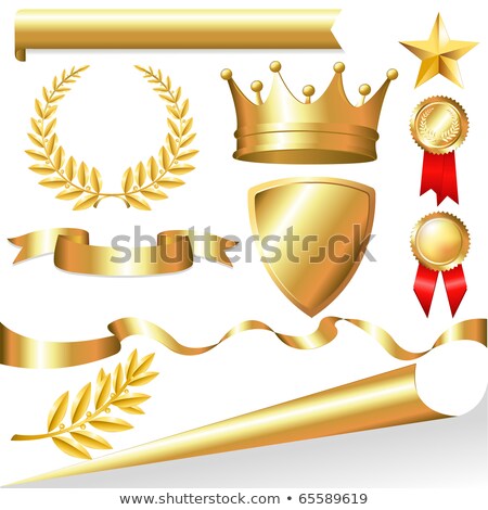 Stock fotó: Golden Ribbon Isolated On White For Award Or Prize