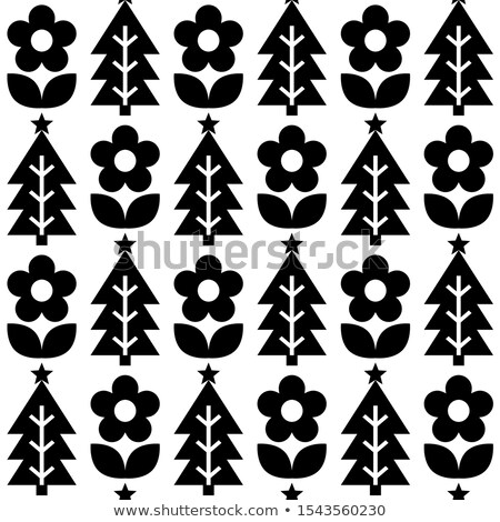 Stok fotoğraf: Seamless Floral Pattern With Red Flowers On Monochrome Background